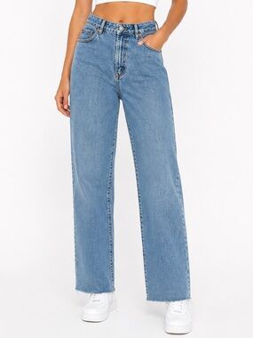 Garage Wide Leg Jeans With Fraying